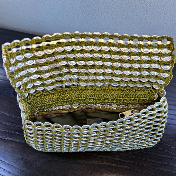 Escama Studio Francisca Flap Shoulder Pop Tab Bag (Olive Green) - Picture 3 of 8